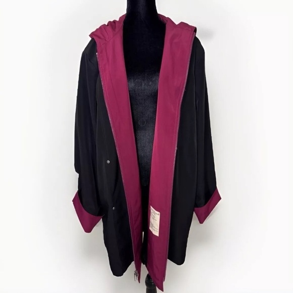 Womens Jacket XL Misty Harbor Original Black Red Hood Lightweight Plus Size EUC - Picture 3 of 9